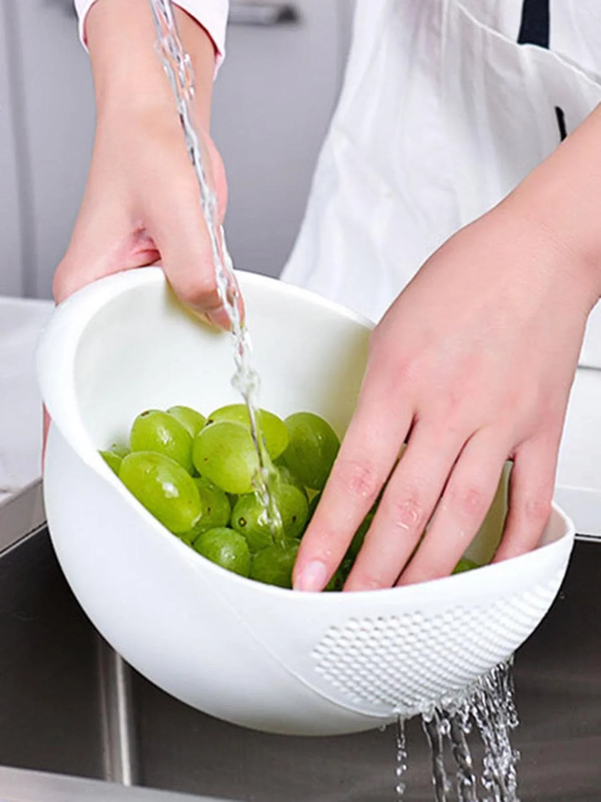 1pc-Silicone Colander Rice Bowl Drain Basket Fruit Bowl