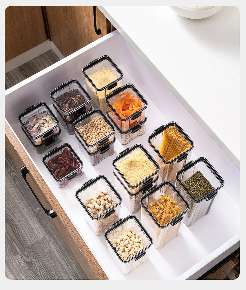 1-4pcs Sealed Jars Organizer Grain Storage Boxes Large