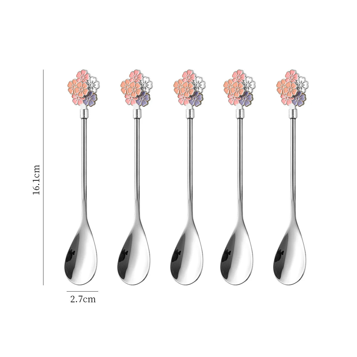 5-Pack 304 Stainless Steel Spoons Japanese Cherry Blossom