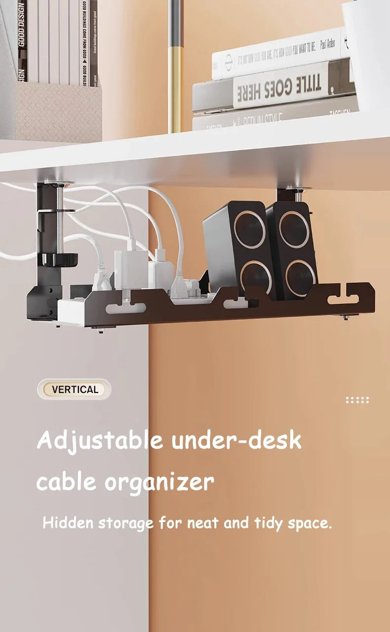Telescopic Under Table Storage Rack Metal Cable Management