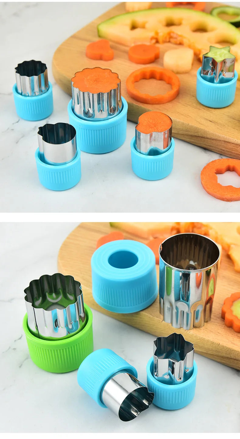 Star Heart Shape Vegetables Cutter Plastic Handle 3pcs