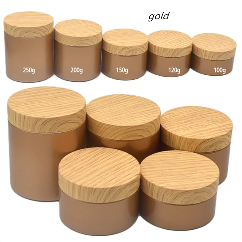 New100/120/150/200g/250g Pet Cream Jar Imitation Wood Grain Lid