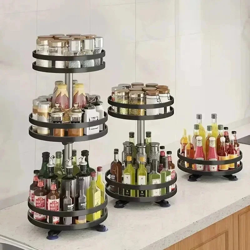 360 Rotatable Spice Storage Turntable Organizer Rack Seasoning