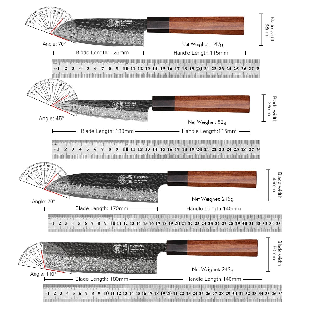Young Japanese Hand Forged Chef Knife Damascus Steel