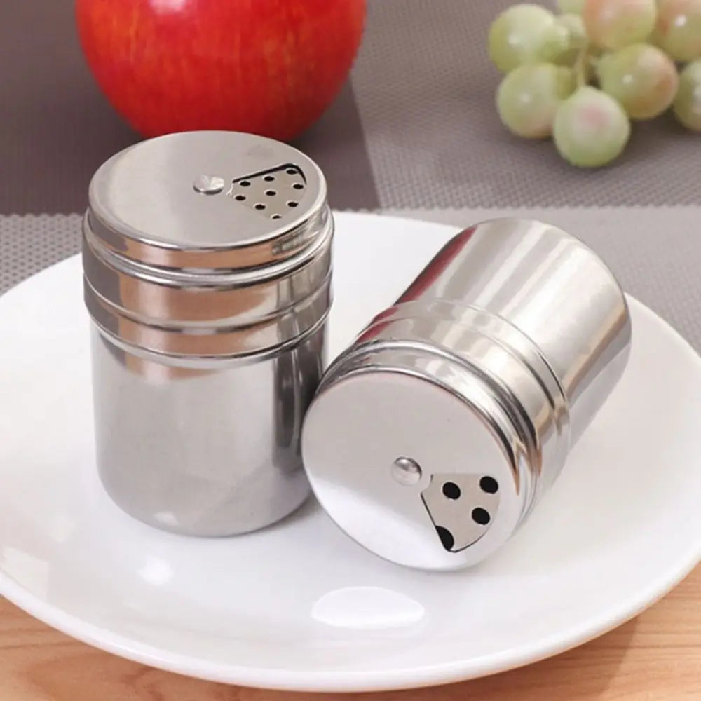 Stainless Steel Salt Sugar Bottle Rotating Cover Seasoning