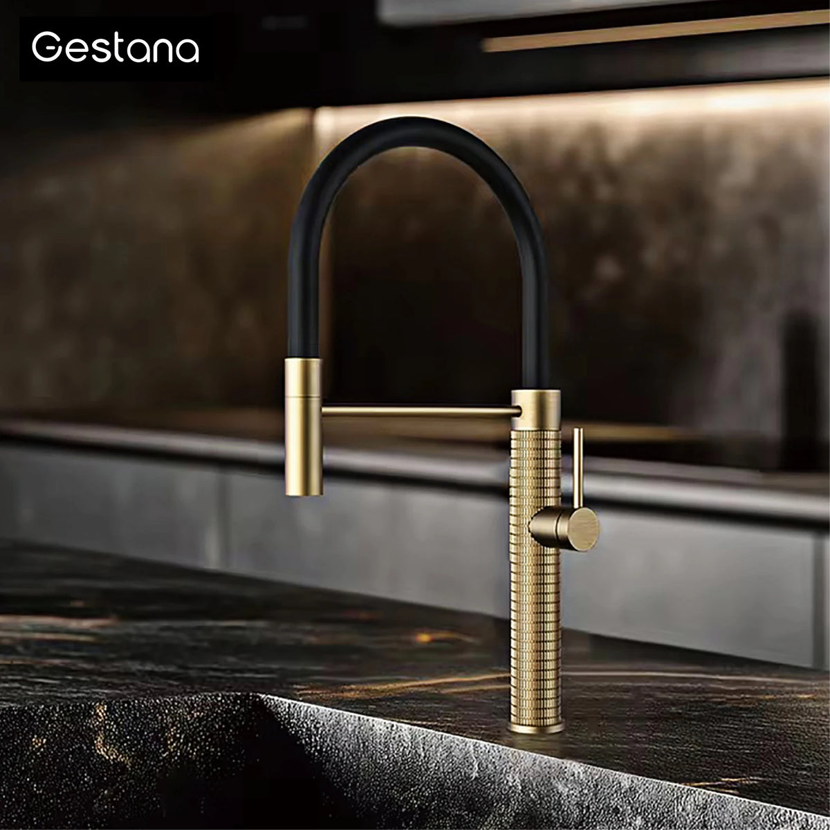 Luxury Brass Brushed Gold Faucet Modern One Handle