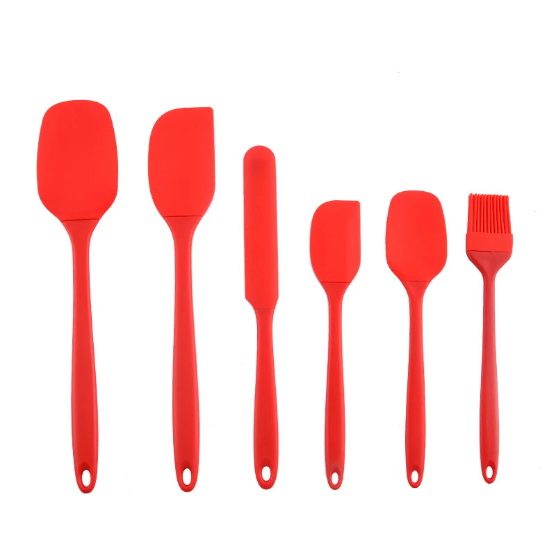 Silicone Kitchenware 6-Piece Cream Scraper Spatula Oil Brush