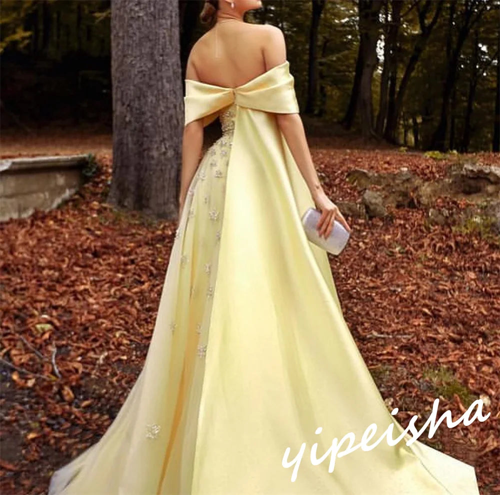 Customized Exquisite Off-The-Shoulder Ball Gown Sweep/Brush Es