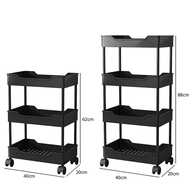 3/4 Tier Mobile Organizer Cart Wheels Rolling Cart