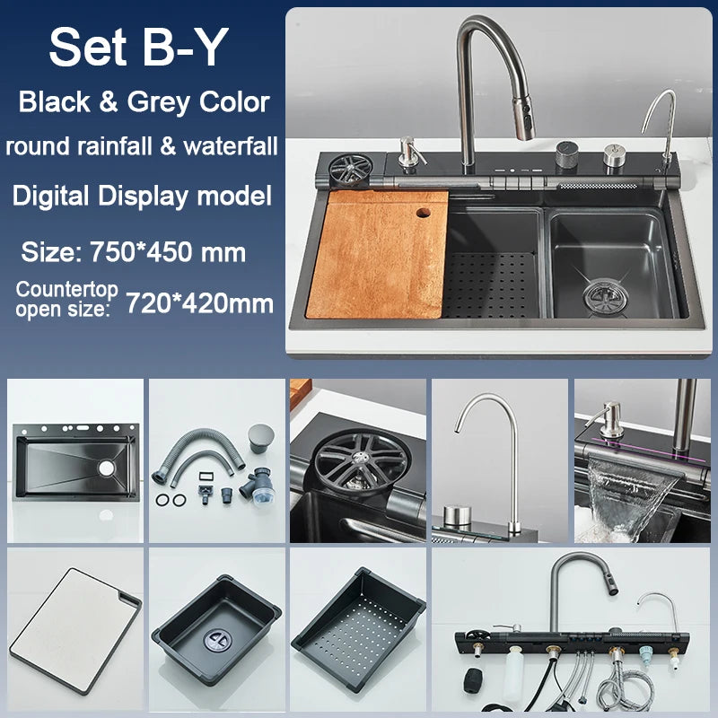 Stainless Steel Sink Faucet 75 45cm Large Bowl