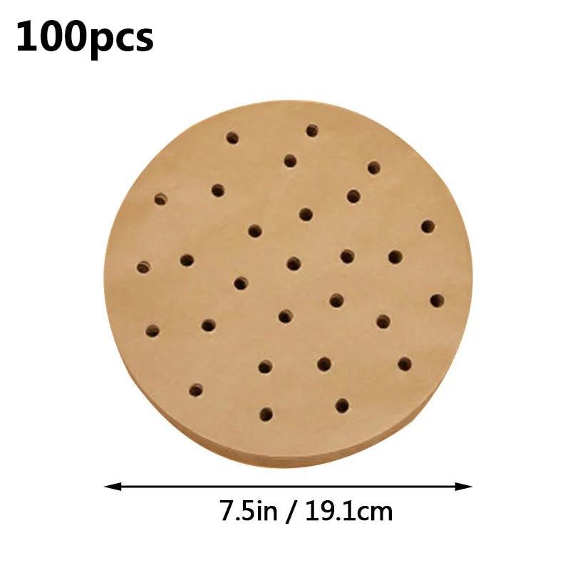 100pcs Air Fryer Liner Non-Stick Steamer Pad Baking