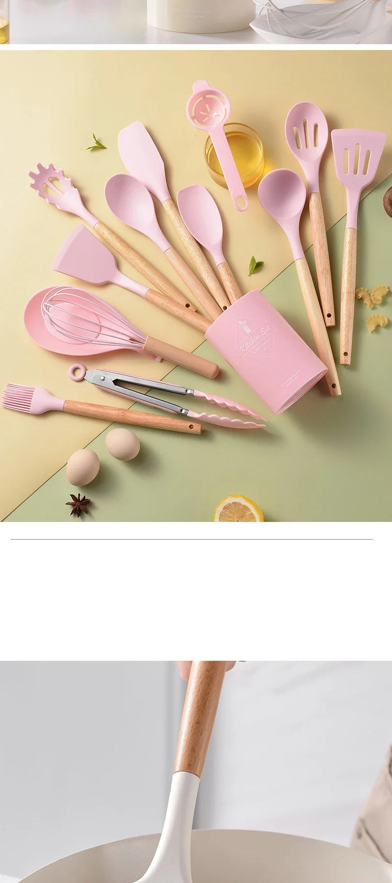 12pcs Silicone Utensils Non-Stick Cookware Spatula Shovel Egg