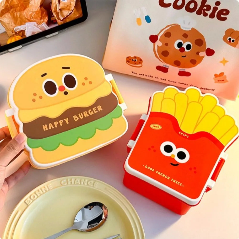 Creative Cartoon Bento Box Hamburger French Fries Divided