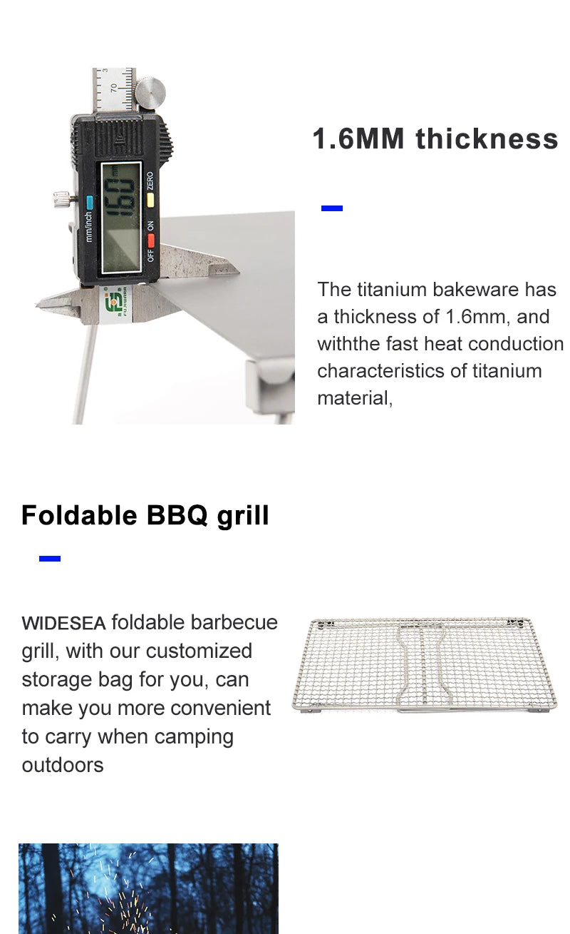 Widesea Titanium Charcoal Bbq Grill Net Folding Legs