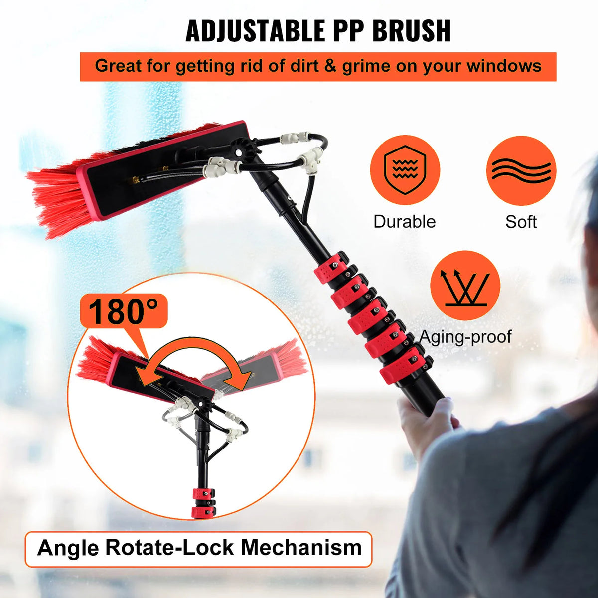Water Fed Telescopic Pole Telesbrush Window Solar Photovoltaic