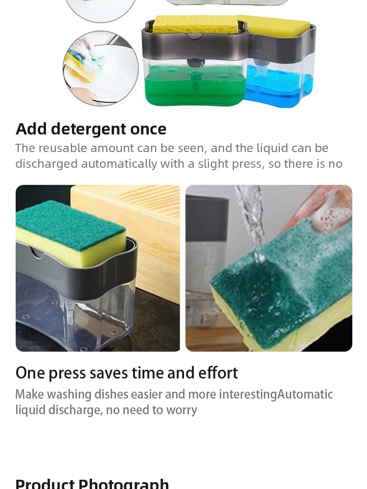 Detergent Press Soap Dispenser Pak Clean Cloth Dishwashing