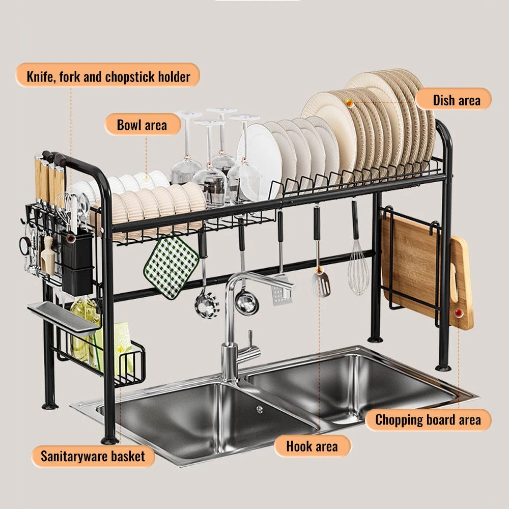 Over Sink Dish Drying Rack 2-Tier Dish Rack