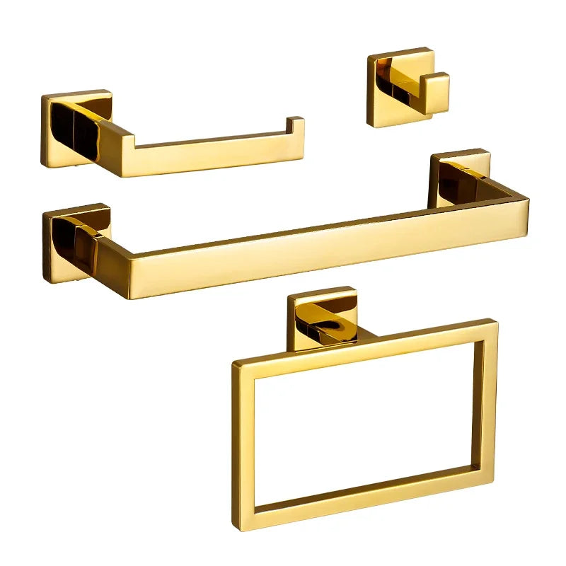 Polished Golden Bathroom Hardware Hook Towel Bar Toilet