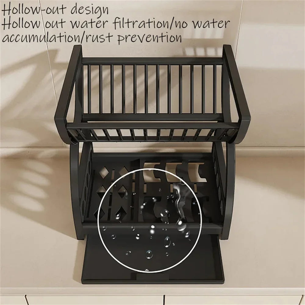 Stainless Steel Tier Dish Drying Rack Organizer Bowl