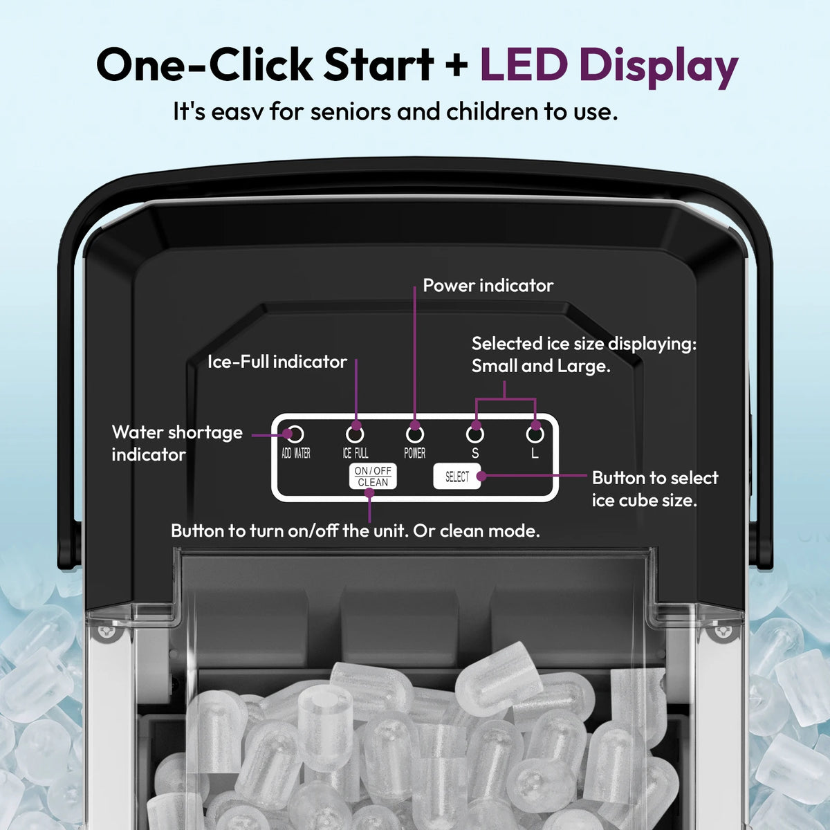 Loefme 12kg/24h Electric Ice Maker Desktop Fully Automatic