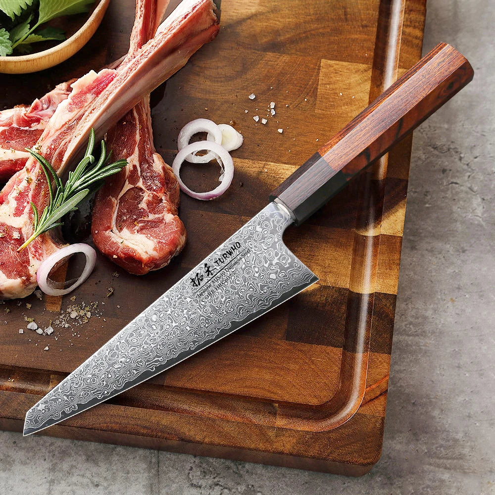 Turwho Japanese Hand Forged Honesuki Chef Knife Damascus