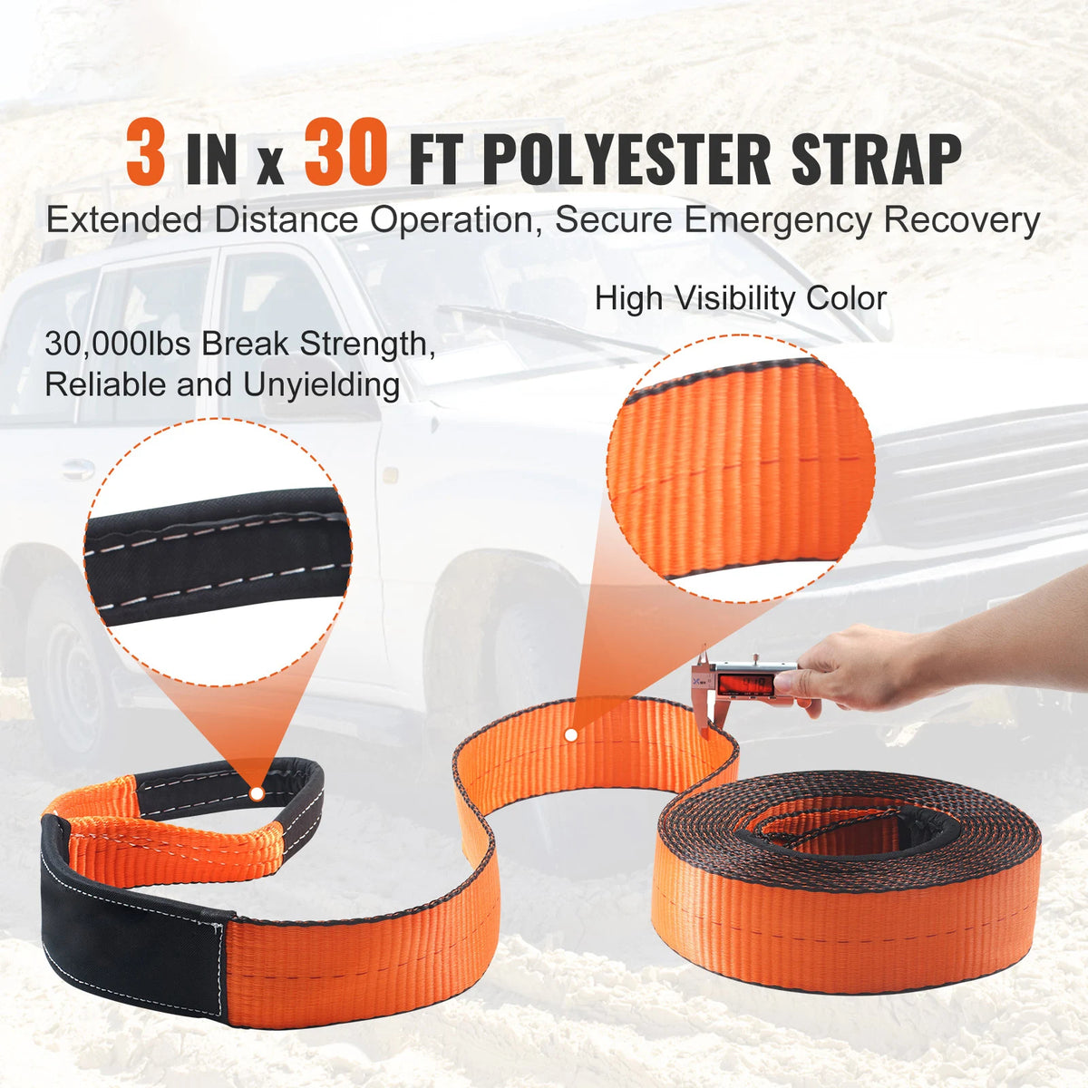 Succebuy Off-Road Winch Recovery Kit 30000lbs Tow Straps