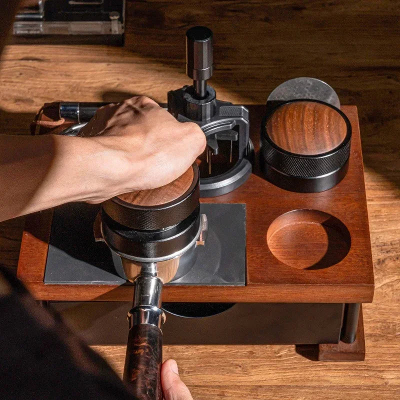 Justinlau Coffee Tamper Station Stand Knock Box Wooden