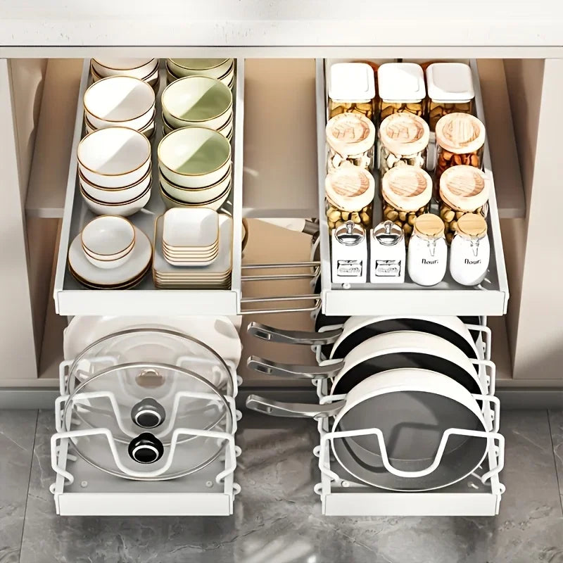 Pots Pans Organizer Under Cabinet Pull-Out Pots Pans