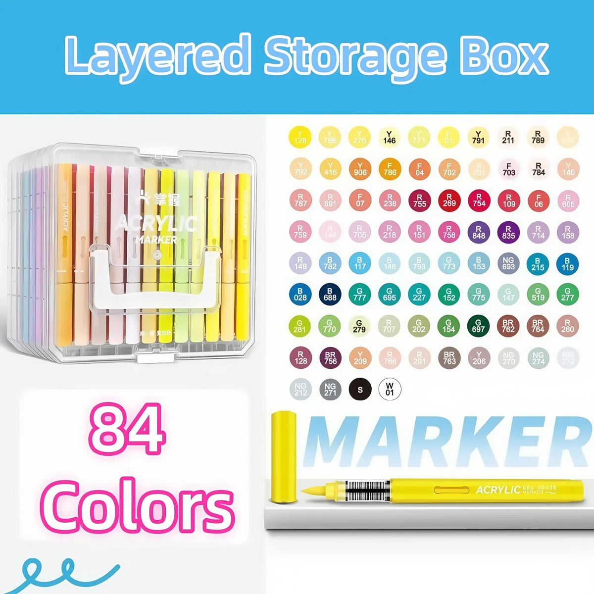 24/36/48/60/84 Colors Automatic Ink Control Acrylic Paint Markers