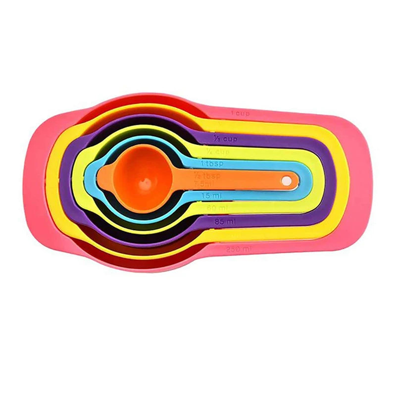 6pcs Color Measuring Cups Plastic Measuring Spoon Graduated