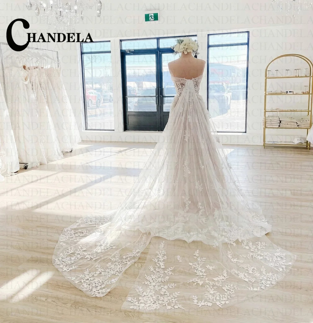 Chandela Attractive Strapless Wedding Dresses Off Shoulder