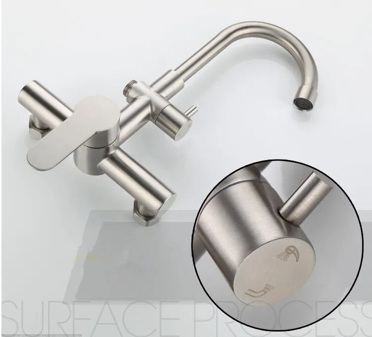 Black Sink Mixer 304 Sus Wall Mounted Foldable