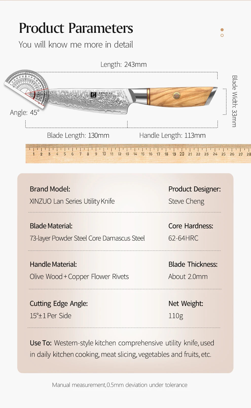 Xinzuo In Utility Knife Steel Japanese 14cr14movnb Powder