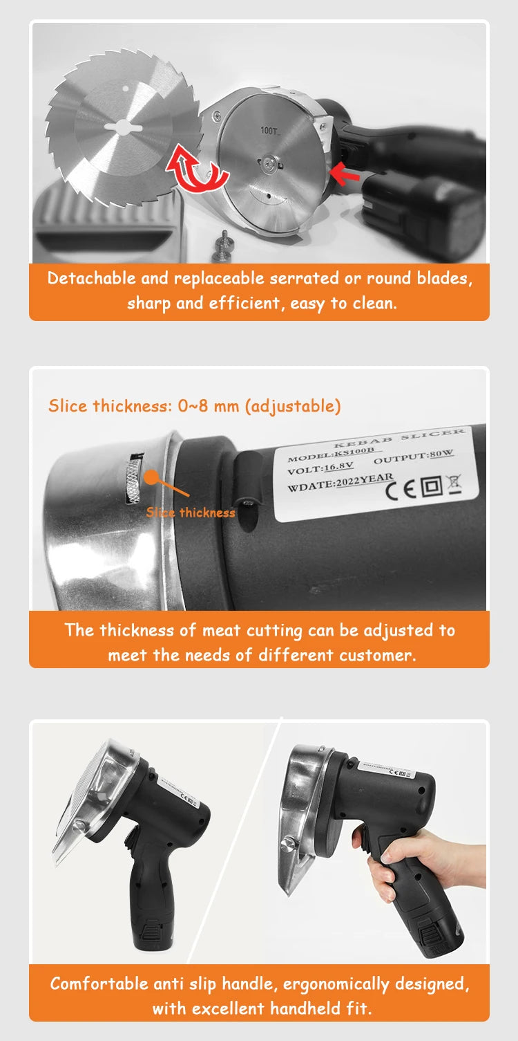 Battery Kebab Slicer Cordless Shawarma Doner Knife Battery