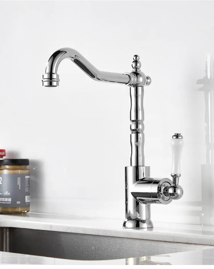 French Vintage Faucet Brass European Classical Silver Faucet