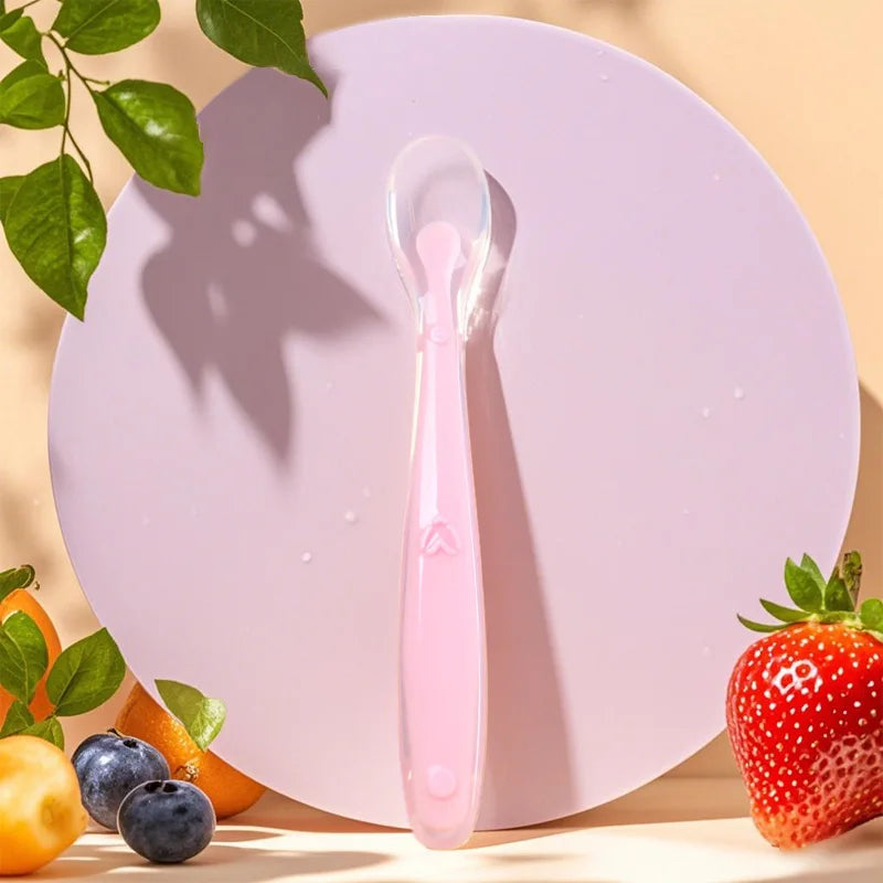 Baby Silicone Spoon Learning Spoon Love Pattern Tableware