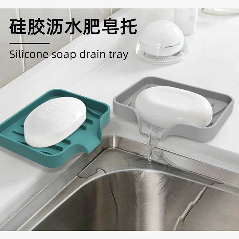 1pcs Sink Silicone Tray Drain Soap Sponge Storage