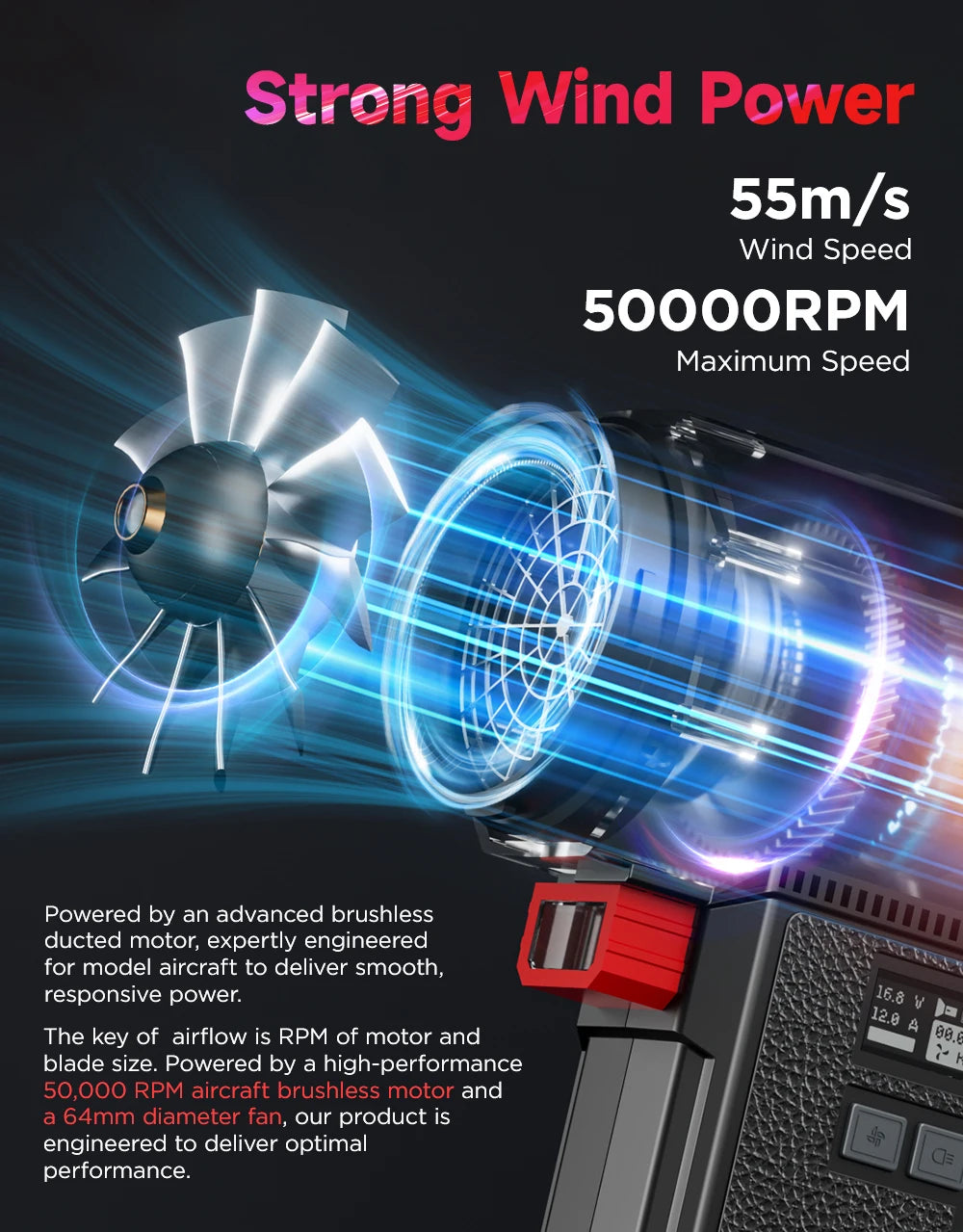 Powerful Air Blower Brushless Motor Turbo Fan Thrust