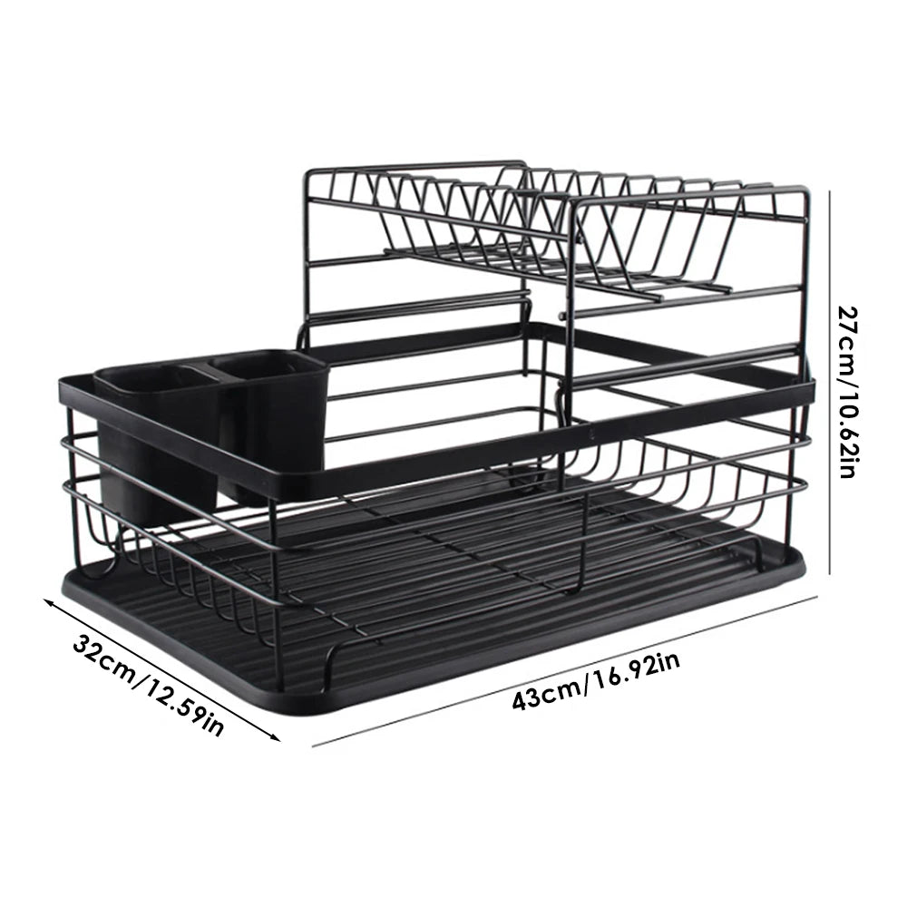 Livingandhome Black Storage Dish Rack