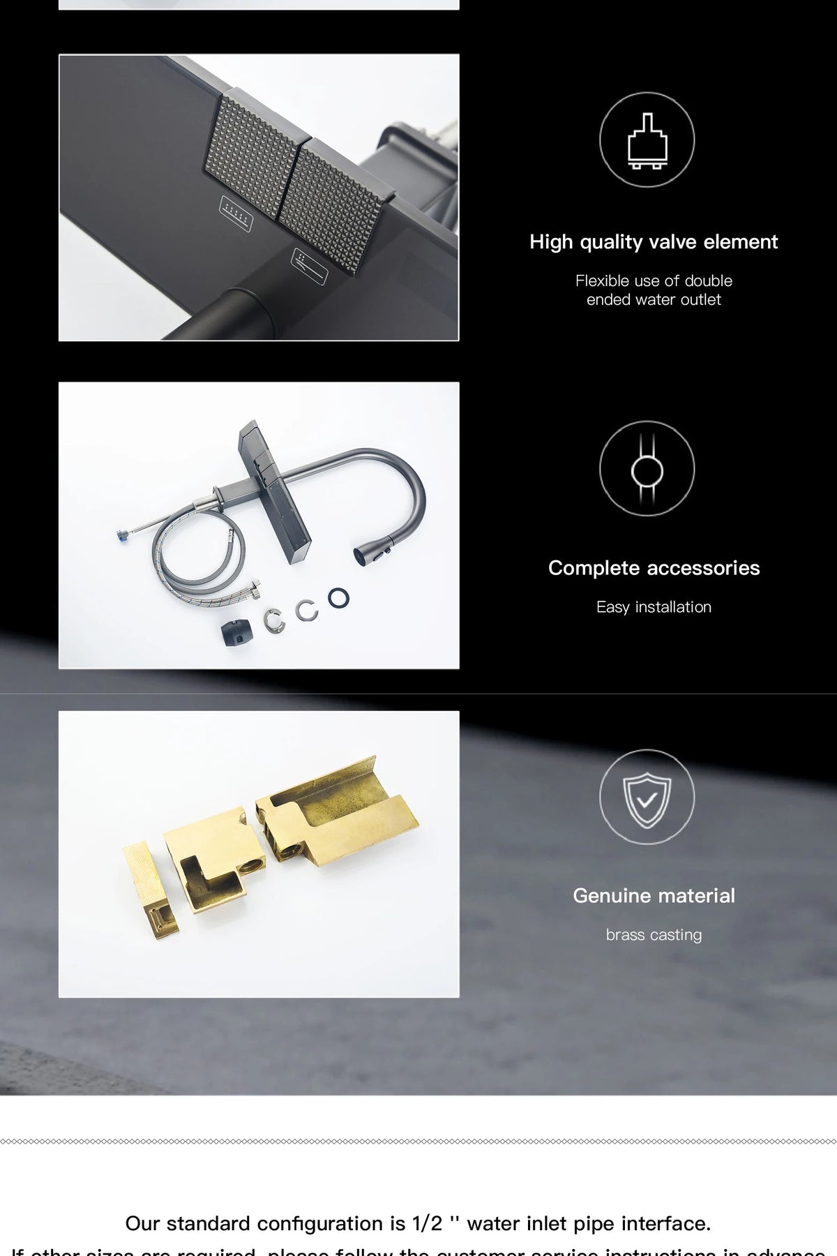 Luxury Digital Display Brass Grey Faucet Pull-Out Design