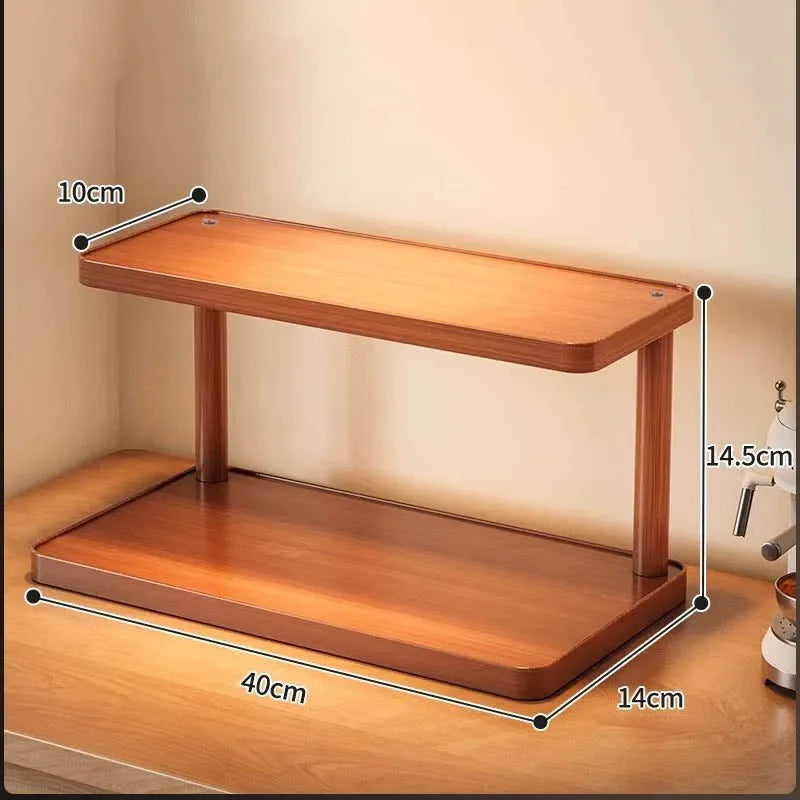 2-Tier Wooden Countertop Storage Shelf Multilayer Desktop