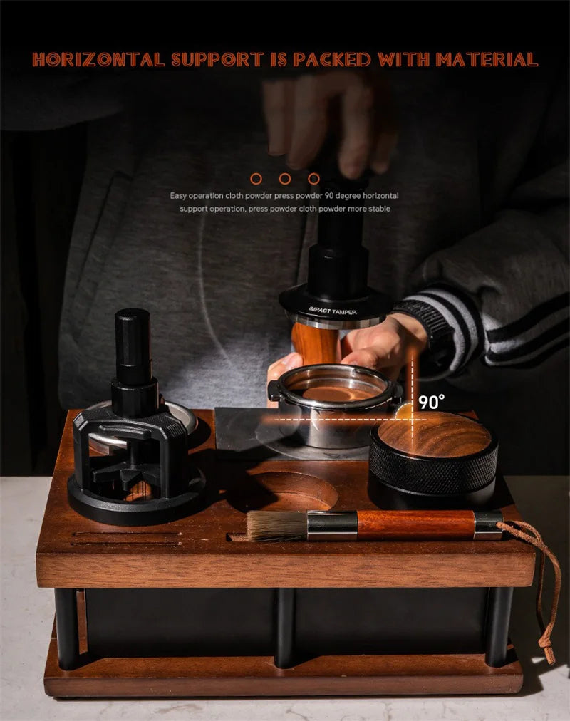 51-58mm Universal Coffee Tamper Station Stand Wooden Coffee