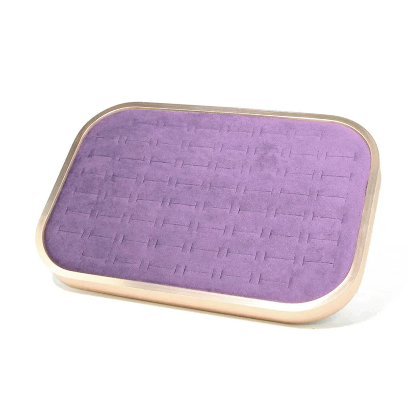 High-Grade Metal Frame Velvet Jewelry Display Tray Purple