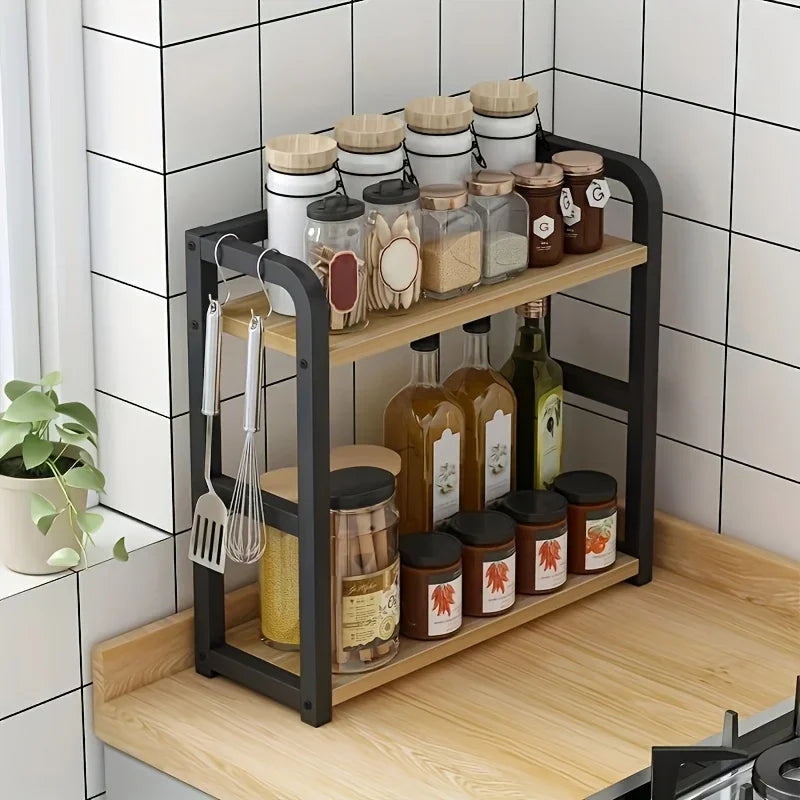 2-Tier Metal Countertop Shelf Organizer Rack Coffee Mugs