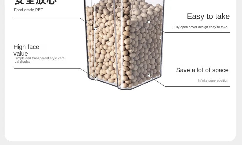 1-4pcs Sealed Jars Organizer Grain Storage Boxes Large