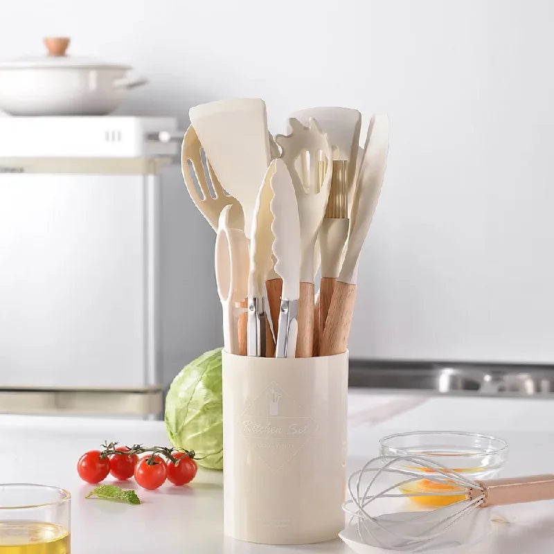 12pcs Silicone Utensils Non-Stick Cookware Spatula Shovel Egg