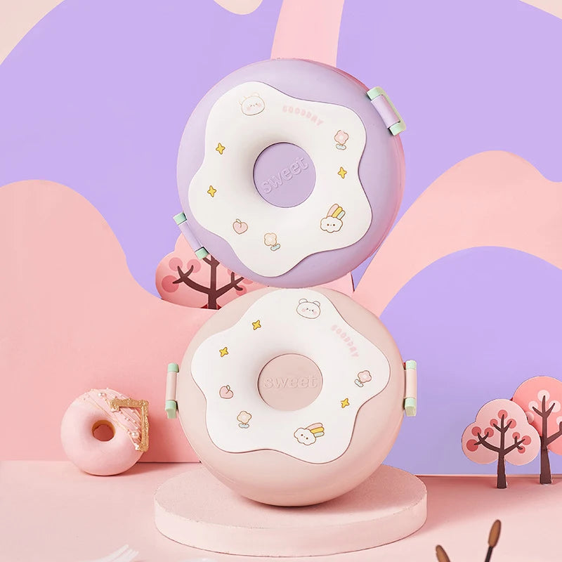 Lunch Box Kid School Child Snack Box Donut