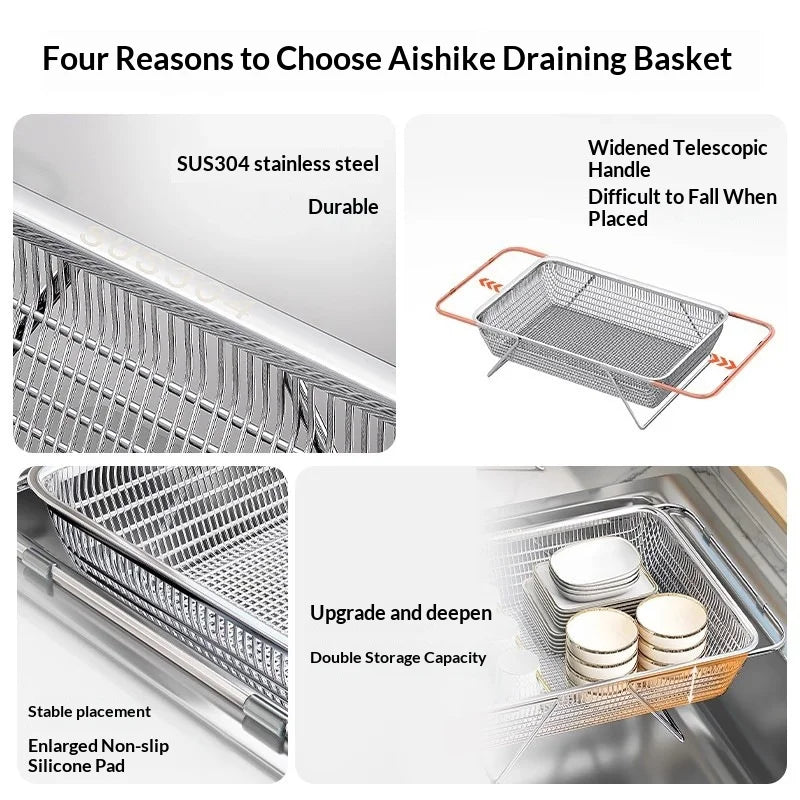 Expandable Stainless Steel Drain Basket 304 Grade Retractable