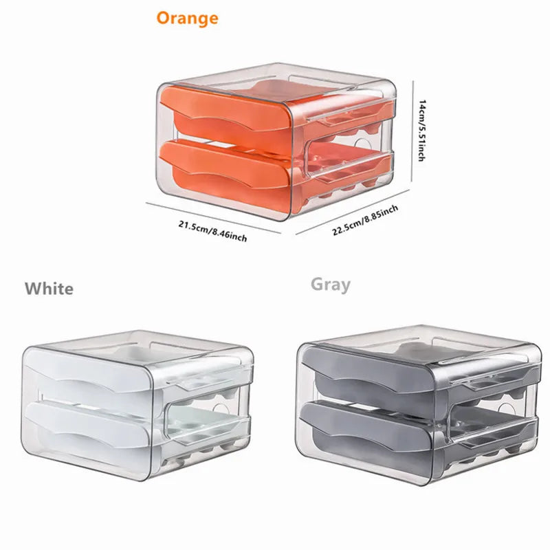 Double Layer Pull-Out Drawer Egg Holder Refrigerator Egg