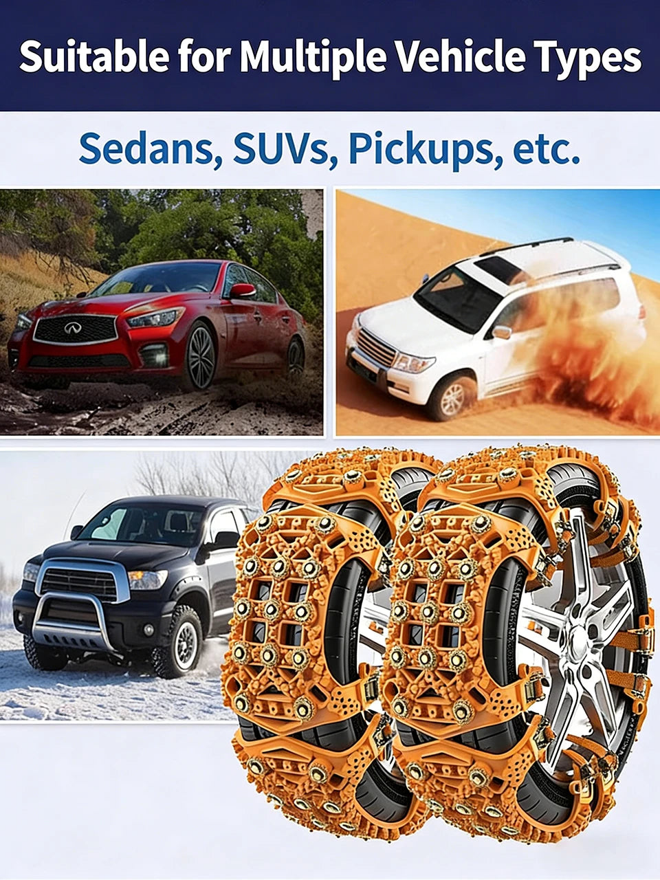 Automobile Snow Chains Winter Tire Anti-Skid Chain 165-255mm